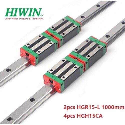 2pcs 100% Original New Hiwin HGR15 -L 1000mm linear guide/rail + 4pcs HGH15CA linear narrow blocks for CNC router