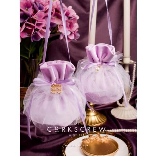 25Pcs Romantic Purple Gift Bags With Hand Wedding Candy Box Party Favors Baby Shower Packaging Gift Boxes Supplies Bag