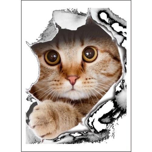 3D Cat Dog Wall Stickers Toilet Stickers Animal Printed Bathroom Decoration Wall Adhesive Family Art Refrigerator Stickers