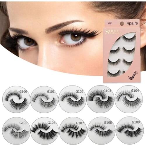 4 pairs natural false eyelashes lashes long makeup 3D mink lashes eye lash extension beauty tools