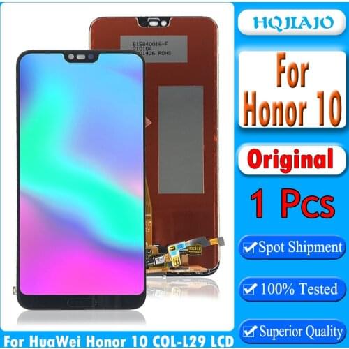 Original For 5.84' Huawei Honor 10 COL-L29 LCD Display Touch Screen Digitizer Assembly Repair Parts With Fingerprint