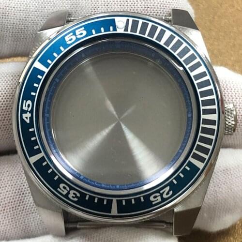 Watch 43mm sapphire glass stainless steel 316L case NH35 NH36 automatic movement aluminum ring mouth blue inner shadow