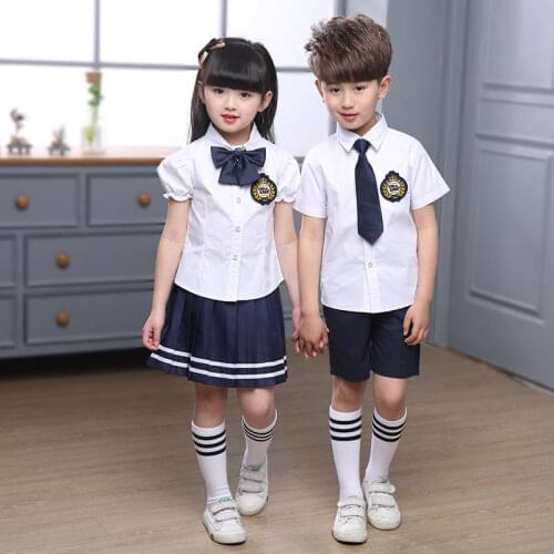 Childrens Kindergarten Wear 3pcs Summer Primary School Uniform British Graduation Suit Childrens Girls Shirt Skirt Pant D-0525