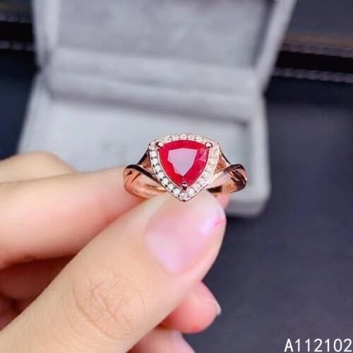 KJJEAXCMY fine jewelry 925 sterling silver inlaid natural ruby ring noble girl new gemstone ring support test Chinese style