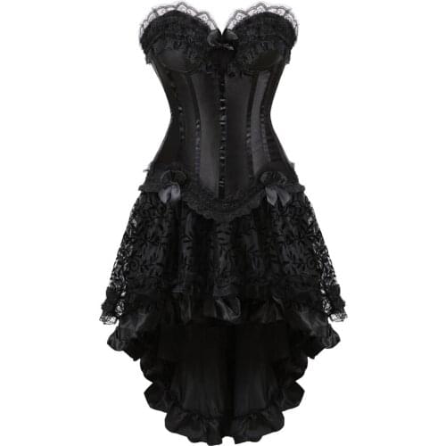 Corsets Dresss for Women Steampunk Push-Up Korsage Sexy Slimming Padded Corsetto Vintage Bustiers with Tutu Skirt Party Clubwear
