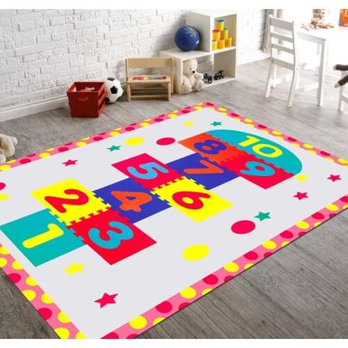 Puzzle Hopscotch Patterned Carpet ,Non Slip Floor Carpet,Teens Carpet,Kids Carpet,Turkish Rug