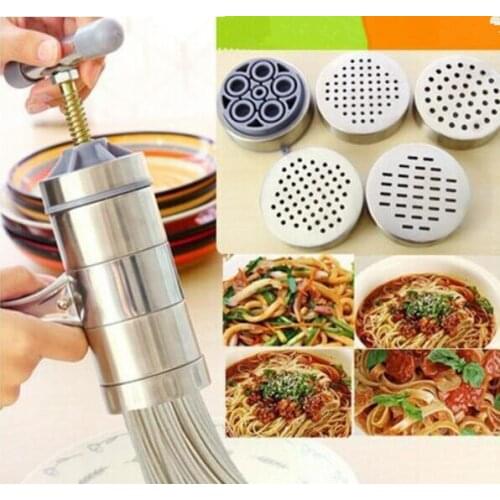 1PC Stainless Steel Noodle Maker With 5 Models Manual Noodles Press Pasta Machine Kitchen Tools Vegetable Fruit Juicer OK 0286