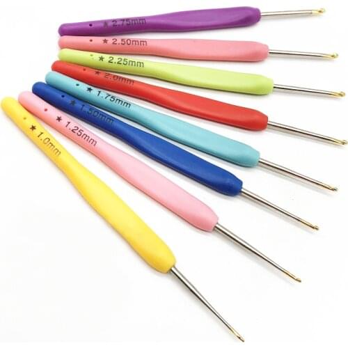 MIUSIE 8Pcs/Set Aluminum Crochet Hooks Needles Sewing Tools Sewing Needles Knitting Needles Weave 1mm-2.75mm Yarn Sweater Craft