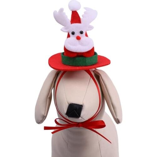 Fashion Pet Dog Cat Christmas Festival Bandage Hat Fine Workmanship Santa Claus Elk Antlers Caps Costume Festival Supplies