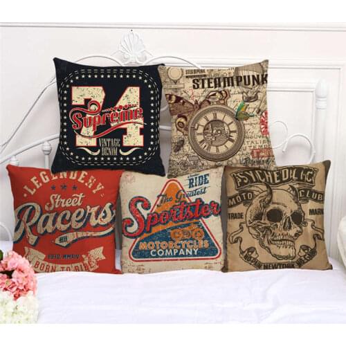 Throw Pillow Cases Retro Ball Sports Poster Cushion Covers 45x45cm Home Living Room Decorations Linen/Cotton Pillowcover Decor