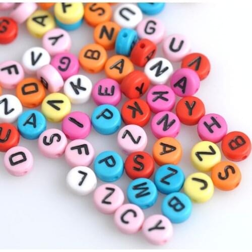 2017 New Mixed Alphabet Letter Acrylic Flat Round Spacer Beads for DIY 200Pcs 7mm YKL0229X