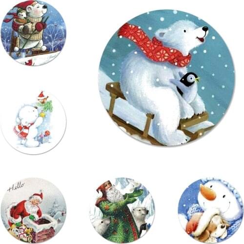 New Arrival Christmas polar bear Badge Brooch Pin Accessories For Clothes Backpack Decoration gift
