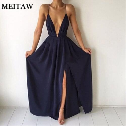 Sexy Deep V-Neck Boho Long Dress Summer Spaghetti Strap Backless Sundress 2020 Elegant Chiffon Party Dresses