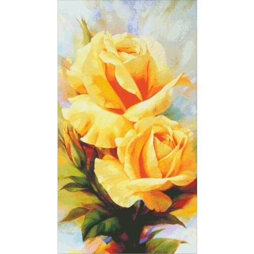 Two-yellow roses cross stitch package bloom 18ct 14ct 11ct cloth cotton thread embroidery DIY handmade needlework
