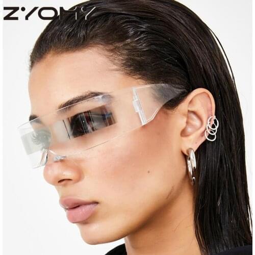 Q 2021 Fashion Brand Designer Party Goggles Unisex Multicolors Frameless Sunglasses Ntegral Type Glasses Decor Eyewear UV400