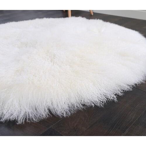 CX-D-76 Real Mongolian Lamb Fur/ Sheepskin Blanket Luxury Rectangle/ Round Area Fur Rug Decor Home