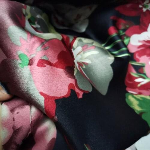 Print Satin fabric Glossy Satin Fabric Polyester crepe high quality for dress blouse 1 yard