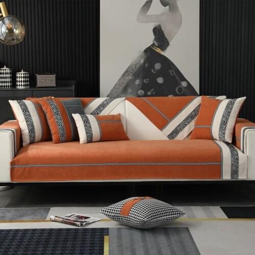 Nordic Velvet Sofa Slipcover Couch Cover 2 3 4 Seats Zebra Pattern Non Slip Soft Furniture Protector Sofa Towel for Living Room