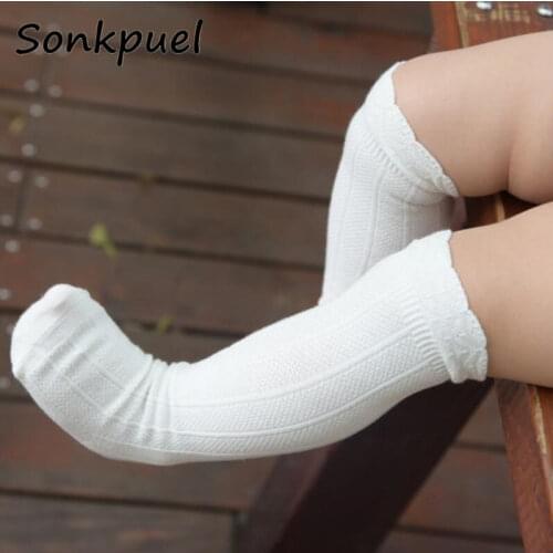 0 to 3Yrs Baby Girls Boys Uniform Knee High Socks Tube Ruffled Infants Toddlers Socks Childrens Long Socks for Girls