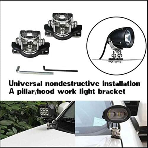 Universal A Pillar Hood LED Work Light Bar Mount Bracket Clamp Holder 304 Stainless Steel Offroad For Jeep TJ JK Truck Car Motor