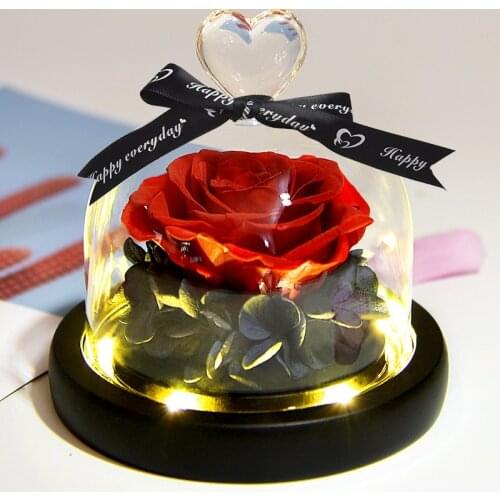 Forever Flowers Real Eternal Roses Preserved Flowers Gift With LED Mood Lights For Valentines Day Birthday Anniversary Mother