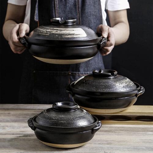 Japanese pottery clay rice casserole high temperature resistant ceramic soup stew pot household gas stove stone stewpot pan
