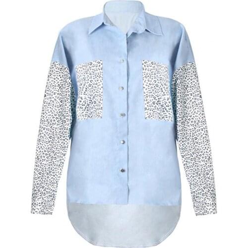 Coat Turn-down Collar Single-breasted Leopard Loose Cardigan Women Top for Fall jackets for women 2021