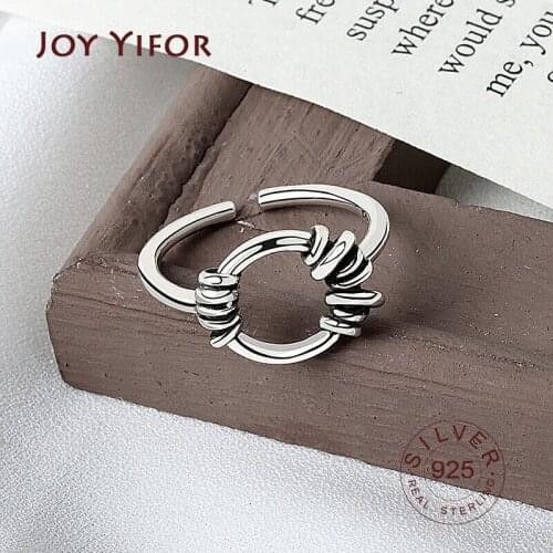 925 Sterling Silver Party Rings for Women round hollow out Simple Wave Pattern Creative Design Bride Jewelry Gifts