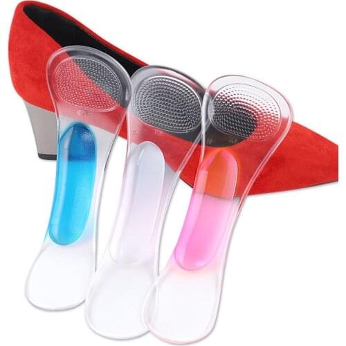 1 Pair Shoe Insert Pads Silicone Gel Soft Cushion Shock Absorption Massage Shoe Pads Supporting Transparent Feet Pad Feet Care