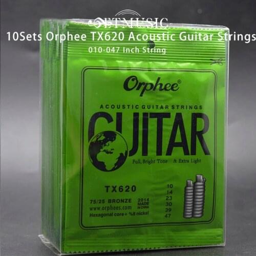 10pcs Orphee TX620 (010-047) Extra Light Folk Guitar Strings Acoustic Guitar Strings Set 6pcs/set Guitar Accessories