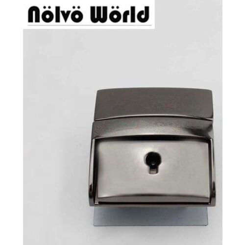 10pcs 42*40mm(1-5/8 inch) Silver/ brush antique press locks lock for leather briefcase bag parts