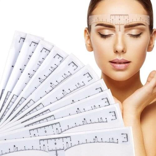 10pcs Disposable Eyebrow Ruler Sticker Eyebrow Shaping Tools Makeup Measurement Stencil Makeup Drawing Template