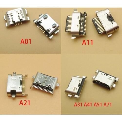 100Pcs/Lot Micro USB Charging Connector Type C Port Jack For Samsung A01 A015 A015F A11 A115F A21 A31 A41 A51 A71