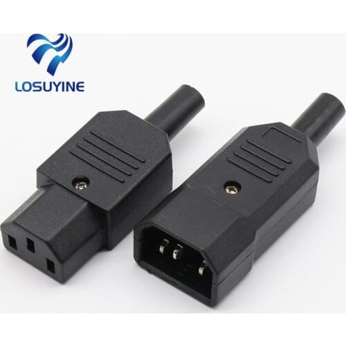 2 pcs new wholesale price black IEC 320 C13 male and female plug combination repeatable power connector 3 pin socket 10A / 250V