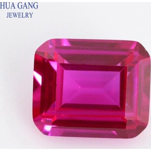 3# Rose Red Stone Octangle Shape Step Cut Synthetic Corundum Gems stone For jewelry Size 5x7~13x18mm Free Shipping