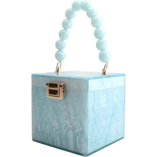 Acrylic Handbag Small Square Evening Bag Pearl Handle Dinner Bag Women High Quality Brand Design Party Bag