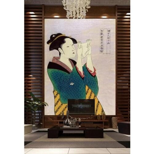 Customized large-scale 3D mural wallpaper Japanese ukiyo-e mural Japanese restaurant mural Japanese women