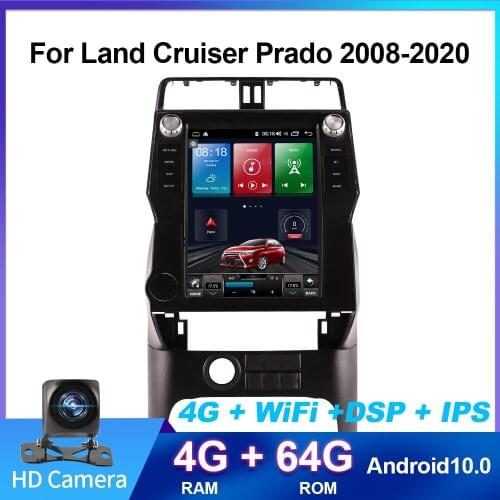 2DIN Android 10.0 Car Radio For Toyota Land Cruiser Prado 150 2008-2020 Car Multimedia Video Player Stereo Receiver Navigation