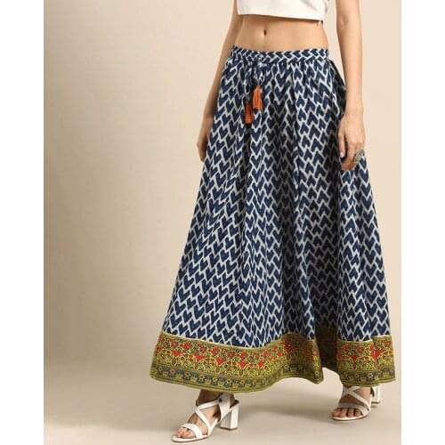 Indian Ethnic Style Long Skirts for Women Cotton vestido indiano Gypsy Bohemian Wind Maxi Skirt Pakistan Jupes Indiennes