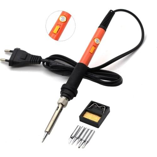 Electric Soldering Iron 60W 220V With 5 Tips Stand Power Switch Adjustable Temperature Welding Tool EU Plug For Electronics Work