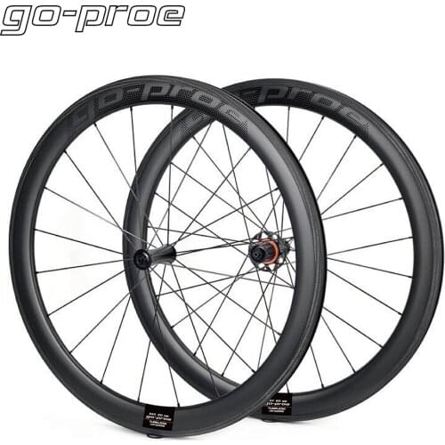GO-PROE 700C Road Bike Carbon Wheelset G10 Ceramic Bearing Hub 38 50 60 82mm Tubeless Clincher UD Finish 3K Twill 45° Brake CRV
