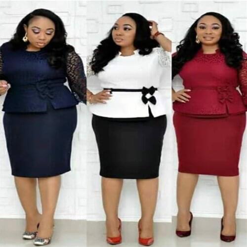 HGTE Office work OL dress 2019 neue sexy mode stil sommer und herbst afrikanische frauen druck plus größe kleid L-5XL