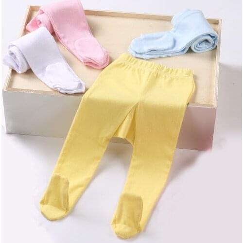 Cotton baby lenggings footed pantys white solid underwear pant footed sleepers pajamas boy trousers girl tight0-3-6-12-24months