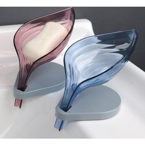 Creative Leaf-Shaped Soap Box Perforated Free Standing Suction Cup Drain Bathroom Storage Soap Rack Laundry Soap Box Soap Holder