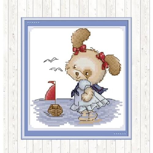 Little Bear 14ct 11ct Printed Canvas DMC Floss Crafts DIY Handmade Needlework Cross Stitch Kits Stitches Embroidery Home Decor