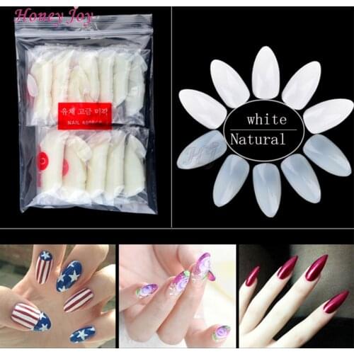 600pcs/bag Clear Oval Stiletto Pointy Full Artificial False Fake Nail Art Tips Almond Shape Acrylic Gel Claw Full Cover Salon