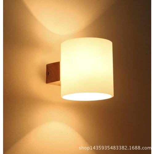 Nordic Solid Wood Led Wall Lamp Lustre Glass Living Room Led Wall Light Fixtures Bedroom Led Wall Lights Corrdior Wall Sconce