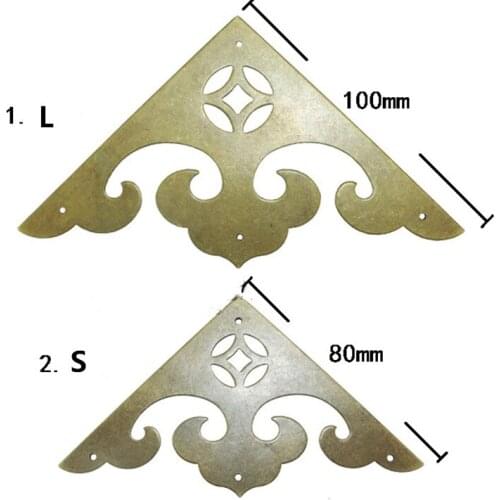 Wholesale Triangle Brass Coner Cabochon,Chinese Ancient Vintage Cover,Flatback Embellishments Scrapbooking,Wine Wooden Box Decor