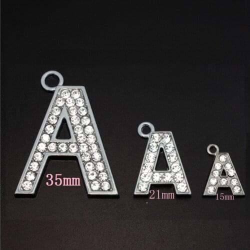 1 piece 15/21/35mm Dangle Charm silver color English letters DIY Accessories pendant for necklace or bag