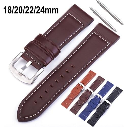 20mm 22mm Leather Watch Band For Samsung Galaxy Watch 3 41mm 45mm Strap Active2 40 44mm WatchBand 18mm 24mm Quick Release Band